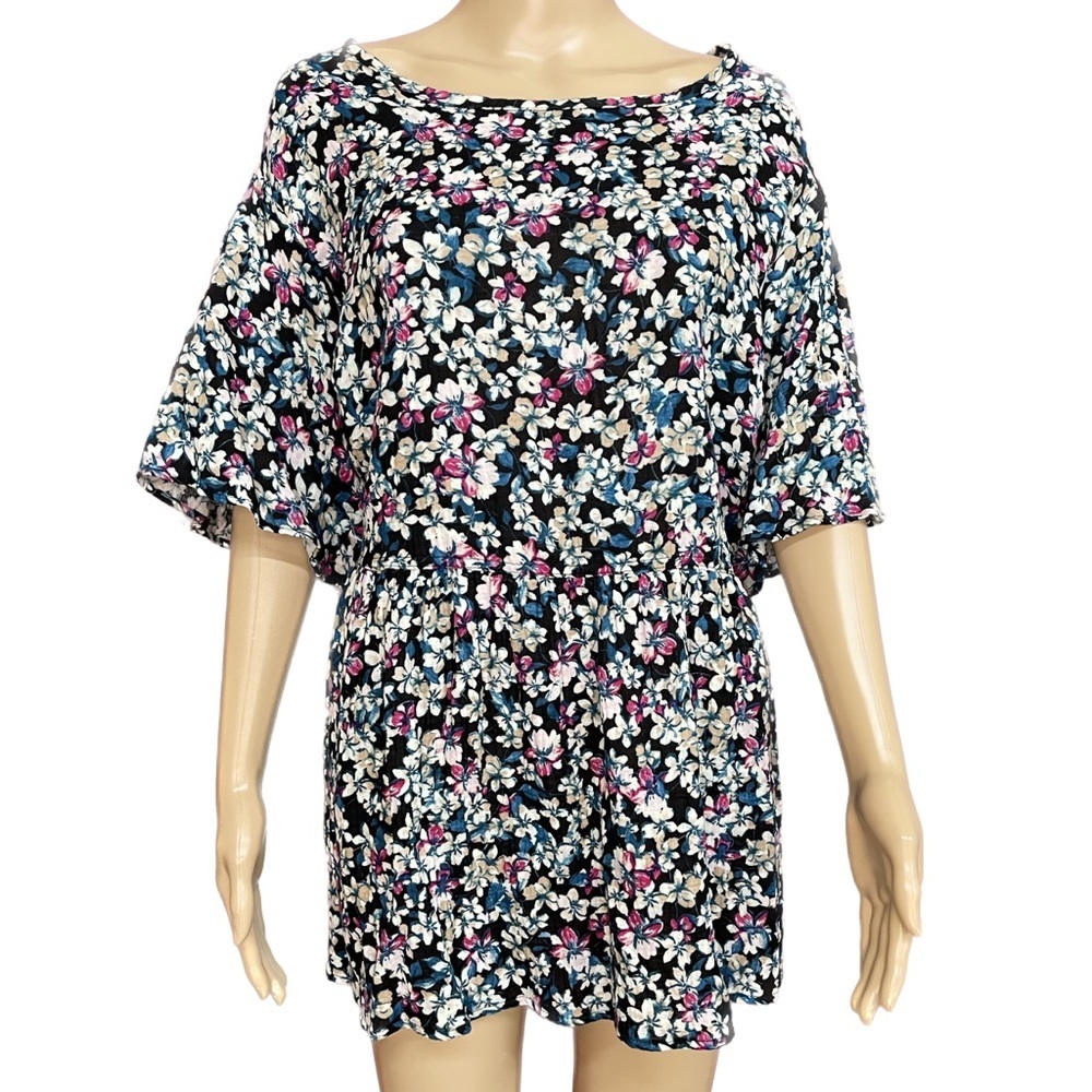 Floral Bell Sleeve Babydoll Top Size 2X